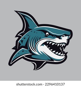 Esport style logo design, sharks vector illustration