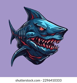 Esport style logo design, sharks vector illustration