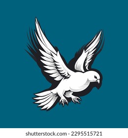 Esport style logo design, white pigeon vector illustration