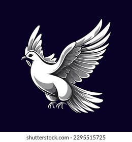 Esport style logo design, white pigeon vector illustration