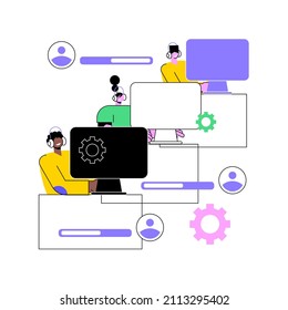 E-sport team abstract concept vector illustration. Group of e-sport gamers, pro team, online sport league, gaming championship, internet browser, playing together, collaboration abstract metaphor.