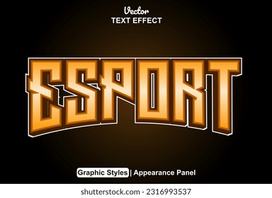 esport text effect with orange graphic style and editable