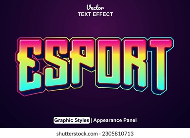 esport text effect with purple graphic style and editable