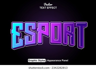 esport text effect with purple graphic style and editable.