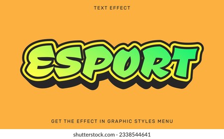 Esport text effect template in 3d design. Text emblem for advertising, branding, business logo