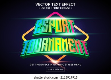 Esport tournament 3D text effect design template