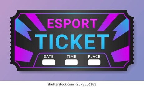 Esport tournament ticket or coupon for video game championship