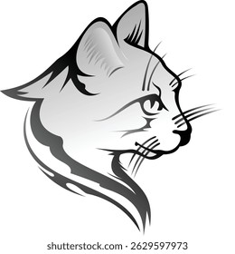 Esport vector logo cat on white background side view, cat icon, cat head,cat sticker