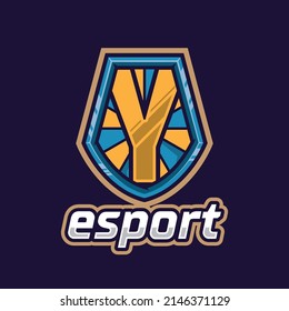 Esport Y logo illustration template, esport mascot letter vector design, game logo design