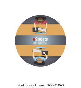 eSports 1v1 match, player vs. player, vector illustration