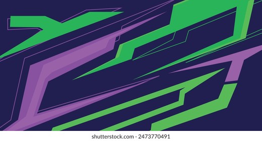 Esports background game striking stripes electric banner vector illustration green purple halftone pattern design modern abstract concept, eps 10.