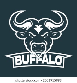 e-sports buffalo logo. black and white. flat design style. suitable for games, top ups, shops, brands. vector design template