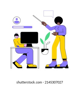 Esports coaching abstract concept vector illustration. Lessons with pro gamer, free esport webinar, player performance, video game training application, cybersport team abstract metaphor.