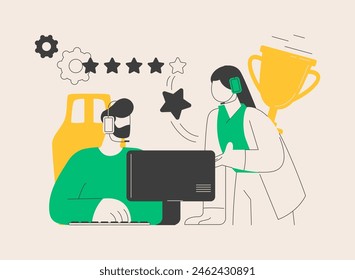 Ilustración vectorial abstracta del concepto de coaching de esports. Video Lecciones con jugadores profesionales, webinar gratuito de deportes electrónicos, rendimiento del jugador,