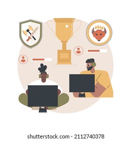 eSports collaboration abstract concept vector illustration. E-sports partnership, global brands cooperation, sponsorships, champion league collaboration, mainstream entertainment abstract metaphor.