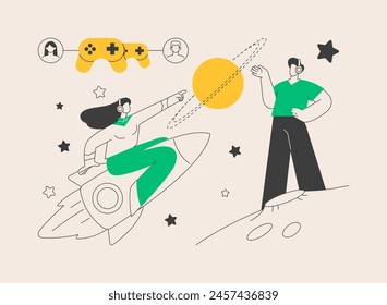 eSports collaboration abstract concept vector illustration. E-sports partnership, global brands cooperation, sponsorships, champion league collaboration, mainstream entertainment abstract metaphor.