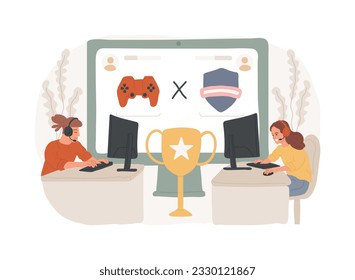 eSports collaboration isolated concept vector illustration. E-sports partnership, global brands cooperation, sponsorships, champion league collaboration, mainstream entertainment vector concept.