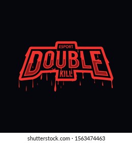 esports double kill typography logo design template illustrator