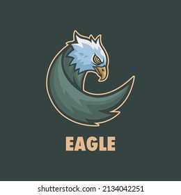 Esports gaming logo themed white eagle with green wings. Illustration vector