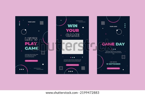 E-sports\
gaming social media story template with\
neon