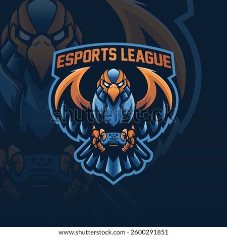 Esports League Logo Shield Eagle Gamer Aggressive Controller Modern Club