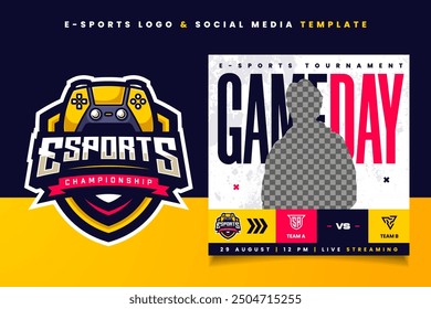 E-sports Logo and Banner Flyer Template for Gaming Team or Tournament