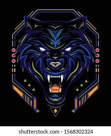 eSports logo. blue wolf vector 