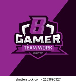 Esports logo letter B design template, initials gamer logo illustration, initials team work logo