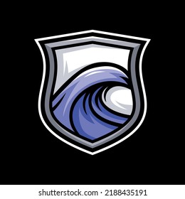 Esports logo mascot design ocean waves