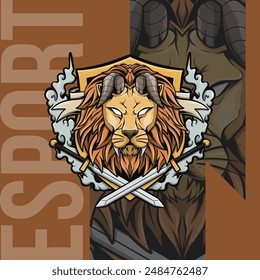 Esports Mascot Logo Team Lion Hunter Squad