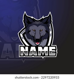 Esports Mascot Logo Template with Wolf  Character