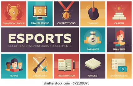 Esports - modern vector flat design icons set