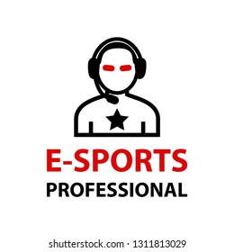 Esports Professional - Avatar icon for games, websites and social media. Red and black style isolated on white background. Vector illustration.