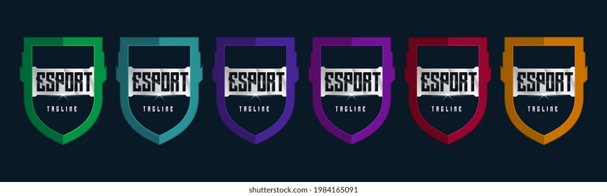 Esports shield logo badge design icon vector template