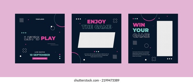 E-sports social media post template with neon