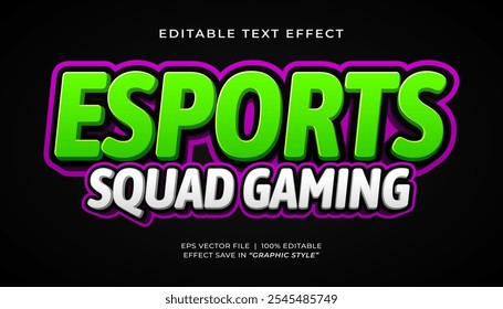 Esports squad gaming 3d editable text effect template