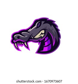E-sports team logo template with crocodile vector illustration