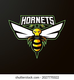 Esports team logo template with hornets vector illustration