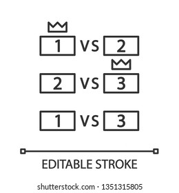 Esports tournament linear icon. Team playing game. Cyber competitions. Video game championship. Thin line illustration. Contour symbol. Vector isolated outline drawing. Editable stroke
