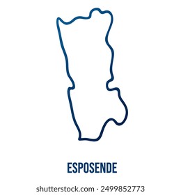 Esposende municipality map, Braga district. Simplified blue gradient linear vector map