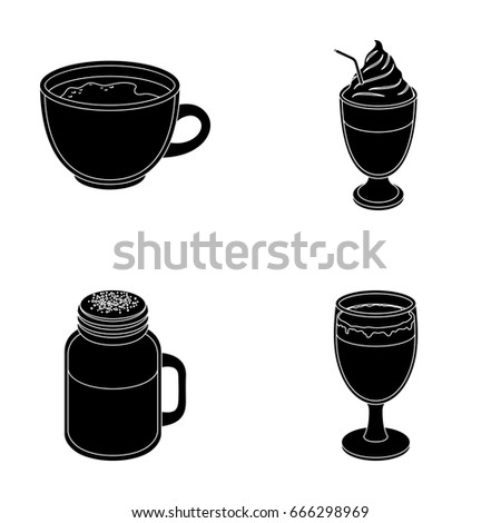 Esprecco, glase, milk shake, bicerin.Different types of coffee set collection icons in black style vector symbol stock illustration web.