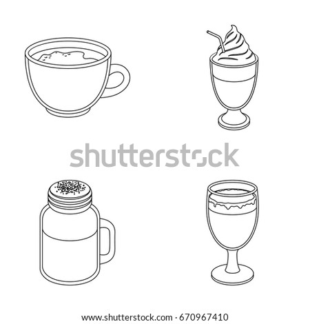 Esprecco, glase, milk shake, bicerin.Different types of coffee set collection icons in outline style vector symbol stock illustration web.
