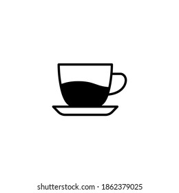 Espresso, beverage, coffee cup icon, symbol in solid black flat shape, isolated on white background