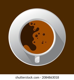 Espresso Black coffee Cup top view Americano vector flat design Illustration logo icon