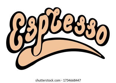 Espresso brown handwritten text on a black background. Modern hand drawn calligraphy text. Text for design and template, print. Vector illustration.