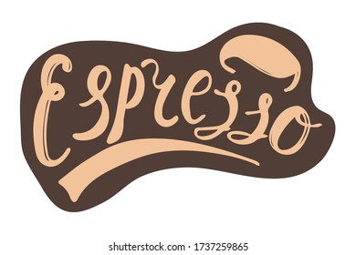 Espresso brown handwritten text on a dark background. Hand-drawn text, for design and template, print. Vector illustration.
