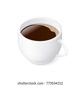 Espresso coffee cup isolated on white background. Isometric vector illustration