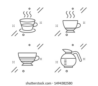 Espresso, Coffee cup and Mocha line icons set. Coffeepot sign. Hot drink, Tea mug, Coffee cup. Food and drink set. Line espresso outline icon. Vector
