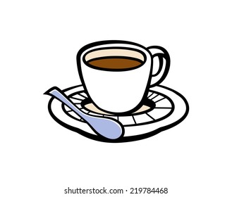 espresso coffee cup vector illustration, cafe menu decoration
