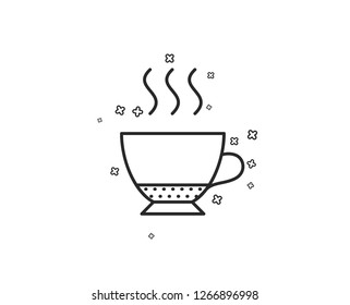 Espresso coffee icon. Hot drink sign. Beverage symbol. Geometric shapes. Random cross elements. Linear Espresso icon design. Vector